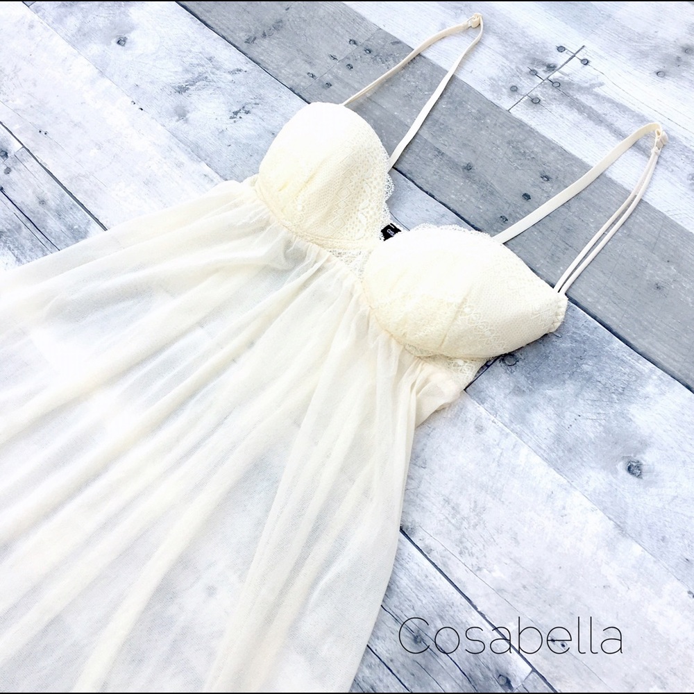 LNWOT-Cosabella cream babydoll net ruffled hem